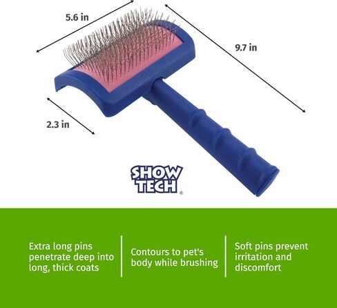 فرشاة Show Tech Tuffer Than Tangles Slicker للعناية بالكلاب بدبابيس طويلة وثابتة، متوسطة الحجم، مثالية لسلالات رسومات الشعار المبتكرة، ودبابيس بزاوية لإزالة اللمعان، وإزالة المعطف السفلي، ومقبض مريح in Saudi Arabia