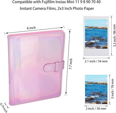 ألبوم صور Hapeper 128 جيبًا متوافق مع Fujifilm Instax Mini 12 11 9 8 90 70 40 أفلام الكاميرا الفورية وورق صور 2x3 بوصة (ذهبي) in Kuwait