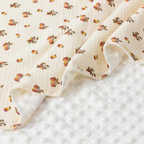 Kloovete Cute Cozy Baby Blankets for Unisex Boys Girls, Boho Muslin Cotton and Plush Minky Nursery Blankets, Double Layer Bed Throws for Baby Crib, Rainbow, 30x40 inches (Rainbow) in Kuwait