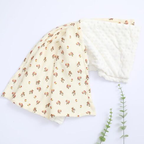 Kloovete Cute Cozy Baby Blankets for Unisex Boys Girls, Boho Muslin Cotton and Plush Minky Nursery Blankets, Double Layer Bed Throws for Baby Crib, Rainbow, 30x40 inches (Rainbow) in Kuwait