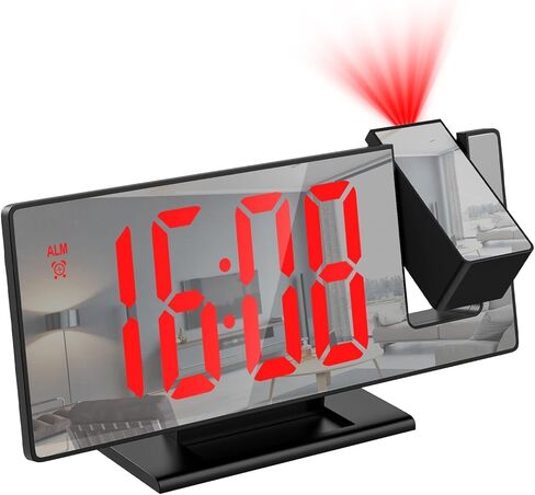 ساعة منبه رقمية باضاءة LED مقاس 7.8 انش مع جهاز عرض قابل للدوران 180 درجة وخاصية الغفوة وسطوع قابل للتعديل من لوفيكوبر in Kuwait