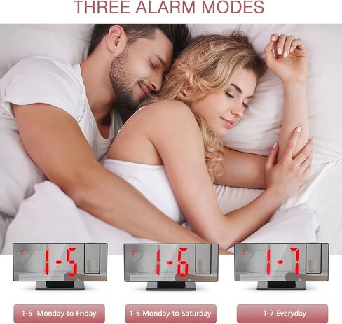 ساعة منبه رقمية باضاءة LED مقاس 7.8 انش مع جهاز عرض قابل للدوران 180 درجة وخاصية الغفوة وسطوع قابل للتعديل من لوفيكوبر in Kuwait