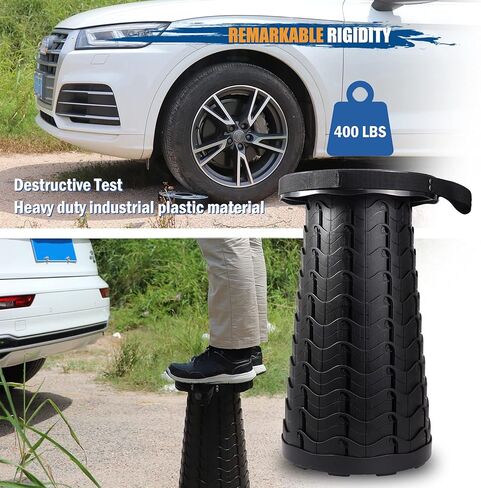 مقعد قابل للطي تلسكوبي قابل للتعديل من AllynX، مقعد تلسكوبي قابل للسحب ومحمول 2022، قابل للطي، شديد التحمل، مقعد قوي خفيف الوزن للبالغين والتخييم والمشي لمسافات طويلة والسفر في الهواء الطلق باللون الأسود in Kuwait