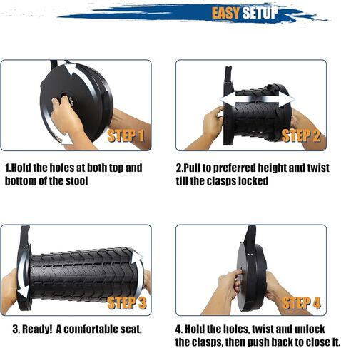 مقعد قابل للطي تلسكوبي قابل للتعديل من AllynX، مقعد تلسكوبي قابل للسحب ومحمول 2022، قابل للطي، شديد التحمل، مقعد قوي خفيف الوزن للبالغين والتخييم والمشي لمسافات طويلة والسفر في الهواء الطلق باللون الأسود in Kuwait