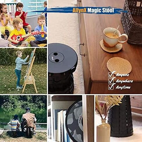 مقعد قابل للطي تلسكوبي قابل للتعديل من AllynX، مقعد تلسكوبي قابل للسحب ومحمول 2022، قابل للطي، شديد التحمل، مقعد قوي خفيف الوزن للبالغين والتخييم والمشي لمسافات طويلة والسفر في الهواء الطلق باللون الأسود in Kuwait