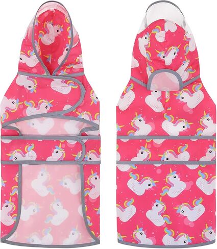 HDE Clear Hooded Dog Raincoat Jacket Poncho with Dog Leash Hole Pink M in Kuwait