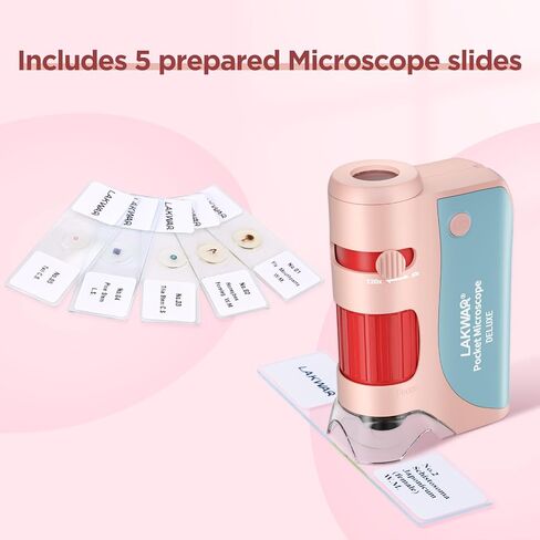 مجهر جيب LAKWAR للأطفال، مجهر صغير محمول 60x-120x مع 5 مجموعات شرائح مجهر، مجهر صغير للأطفال والطلاب والكبار ومختبر المدرسة المنزلية in Kuwait