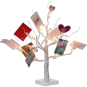 Money Holder Tree Present Card Holder, LED Birch Twig Tree Lights Tabletop, Display Tree with 12 Clear Clips for Christmas, Memo, Present Card, Photo, Wedding (Gold, Warm White,Cute Style) in Kuwait