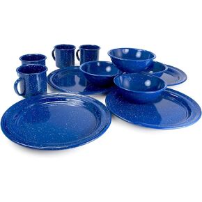 GSI Outdoors Sierra Enamel Table Set for Four with Bowls, Plates and Cups for Camping in Saudi Arabia
