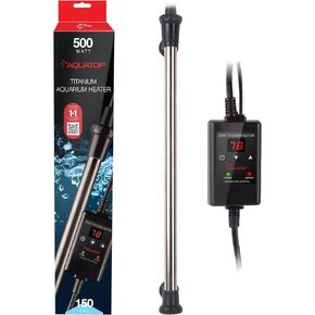 سخان تيتانيوم أكواتوب 500 وات مع وحدة تحكم - قابل للغمر بالكامل لخزانات الأسماك حتى 150 جالون، درجة حرارة قابلة للتعديل 68-92، سخان مياه متين، سخان حوض السمك للسلاحف والأسماك الكبيرة، TH-C500 in Kuwait
