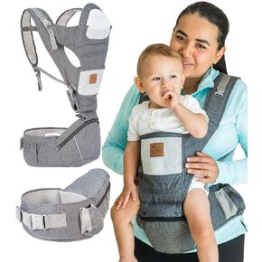 TICO GOODS Baby Carrier with Hip Seat- 6 in 1 Baby Carrier with Seat and Head Support Newborn to Toddler, Baby Carrier Backpack for Men, Kangaroo Baby Carrier 25-60 lbs in Kuwait