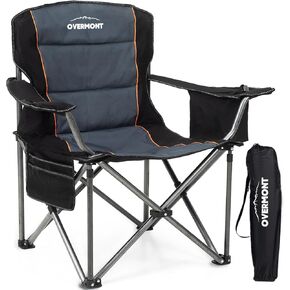 Overmont Oversized Folding Camping Chair 2Pack - 385lbs Support with Padded Cushion Cooler Pockets - Heavy Duty Collapsible Chairs for Sports Garden Beach Fishing in Kuwait