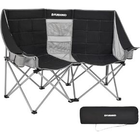 Loveseat Camping Chairs Adults 2 Person Oversized Double Camping Chair for Outside Picnic Beach Travel, Love Seat Camp Chair, Oversized, Black/Grey in Kuwait