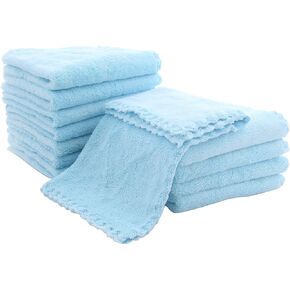 12 Pack Baby Washcloths - Extra Absorbent and Soft Wash Clothes for Newborns, Infants and Toddlers - Suitable for Baby Skin and New Born - Microfiber Coral Fleece 12x12 Inches, Aquamarine