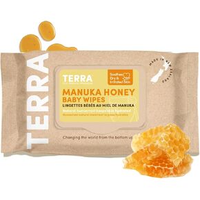 Terra Bamboo Water Baby Wipes: 99.7% Pure New Zealand Water, 100% Biodegradable Bamboo Fiber, 0% Plastic, Unscented Baby Wipes for Sensitive Skin, 12 Packs of 70 Wipes in Kuwait