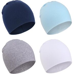 DRESHOW BQUBO 4 Pieces Baby Beanie Newborn Toddler Soft Cute Knit Hat Hospital Hats for Baby Boys Infant Cap Beanies in Kuwait