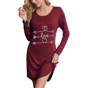 Ekouaer Women Long Sleeve Nightgown Cute Printed Sleepwear Dress Knee Length Pajama Nightshirt in Saudi Arabia