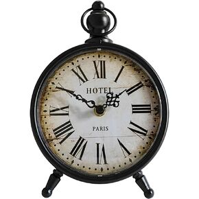 HZDHCLH Vintage Table Clock Battery Operated,Retro Mantel Clock for Living Room Fireplace Decor,Silent Metal Desk Clock,Farmhouse Shelf Clock (White)