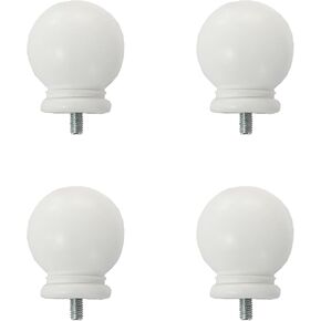 Finials For Curtain Rods, 4 Pcs Plastic Curtain Rod Finials for 5/8 Inch Dia Rod, Drapery Rod Finials of Ball Shape,M5 Thread Dia(White) in Kuwait