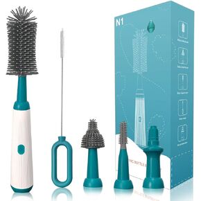 soarup90000 Electric Baby Bottle Brush Cleaner Set with Rechargeable Electric Bottle Cleaner and Silicone Baby Bottle Brushes and Straw Brush, Automatic Bottle Cleaner Brush for home and kitchen,Green