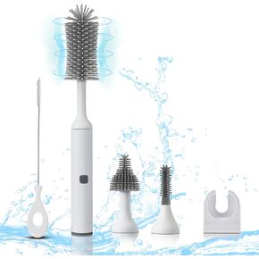 WHNL Electric Baby Bottle Brush Set with Rechargeable Electric Bottle Brush Cleaner and Replaceable Silicone Bottle Brushes and Straw Brush Cleaner, Waterproof Multi-Purpose Cleaning Brush（Grey） in Kuwait