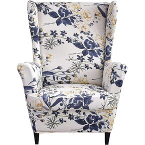 KRFOONN Wingback Chair Covers Slipcovers 2 Piece Stretch Wing Chair Covers Spandex Slipcovers Wingback Sofa Covers Armchair Covers Non-Slip Furniture Protector for Living Room Wingback Chairs, 02
