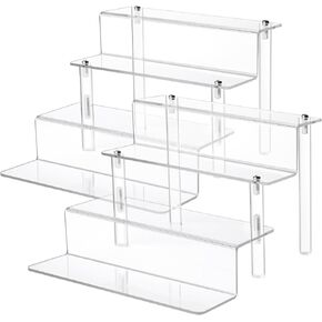 upsimples Acrylic Riser Display Shelf, 2 pack 4 Tier Perfume Organizer & Decoration, 9x6 in Makeup Organizer, Clear Display Stand for Funko Pop & Collection, Cupcake Holder, Cologne Stand in Kuwait