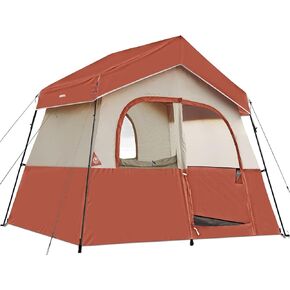 HIKERGARDEN 6 Person Camping Tent - Portable Easy Set Up Family Tent for Camp, Windproof Fabric Cabin Tent Outdoor for Hiking, Backpacking, Traveling