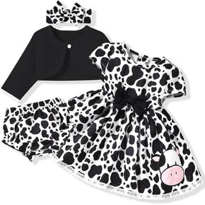 fioukiay Baby Girl Dress and Cardigan Set Infant Girl Bowknot Dresses Outfit Set Clothes with Diaper Cover Fall Winter