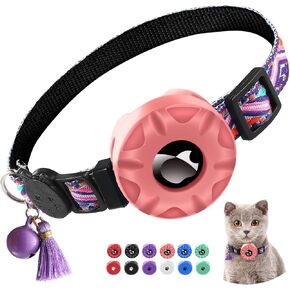Airtag Cat Collar, Apple Air Tag Cat Collar with Silicone Air Tag Holder Case,Lightweight Tracker Cat Collars for Girl Boy Cats, Kittens and Puppies (Purple) in Saudi Arabia