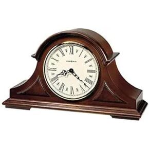 Howard Miller Cedar Mantel Clock II 549-619 – Windsor Cherry Finish, Decorative Top Molding, Triangular Burl Overlays, Quartz, Triple-Chime Harmonic Movement