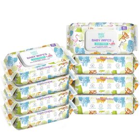 Baby Wet Wipes Unscented - Extra Large Size, Durable, 99% Water-Based & Gentle on Sensitive Skin for Face & Body,640 Count (8 Packs of 80） in Kuwait