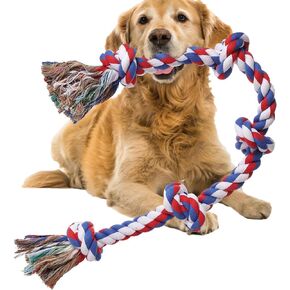 Dog Rope Toys for Large Dogs Aggressive Chewers, Dog Chew Toys for Large Breed Indestructible, Heavy Duty Tough 3 Feet 5 Knots Dog Toy, Sturdy Rope toy for Dogs Tug of War Dog Toy Teeth Cleaning
