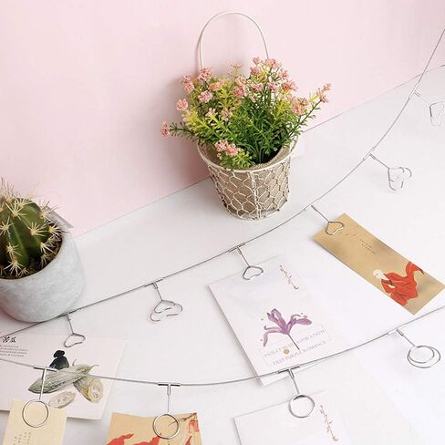 شاشة عرض الصور المعلقة على الحائط من TFu، سلسلة إطار صور DIY مع 12 مشبكًا لتعليق ملاحظات الصور والأعمال الفنية (مشبك تمساح قابل للتعديل) in Kuwait