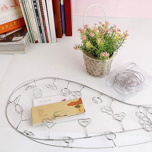 شاشة عرض الصور المعلقة على الحائط من TFu، سلسلة إطار صور DIY مع 12 مشبكًا لتعليق ملاحظات الصور والأعمال الفنية (مشبك تمساح قابل للتعديل) in Kuwait