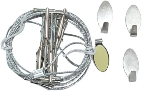 شاشة عرض الصور المعلقة على الحائط من TFu، سلسلة إطار صور DIY مع 12 مشبكًا لتعليق ملاحظات الصور والأعمال الفنية (مشبك تمساح قابل للتعديل) in Kuwait