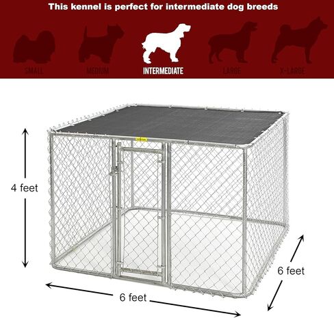 MidWest Homes For Pets Chain Link Portable Kennel with a Sunscreen, 6 by 4 by 4-Feet in Kuwait
