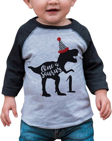 7 ate 9 Apparel Kids 1 Dinosaur One First Birthday Dino Tee in Kuwait