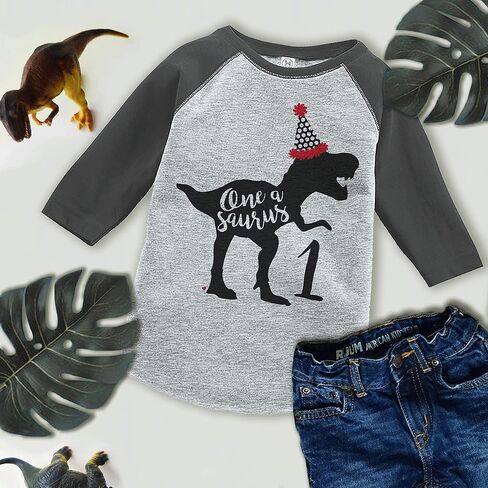 7 ate 9 Apparel Kids 1 Dinosaur One First Birthday Dino Tee in Kuwait