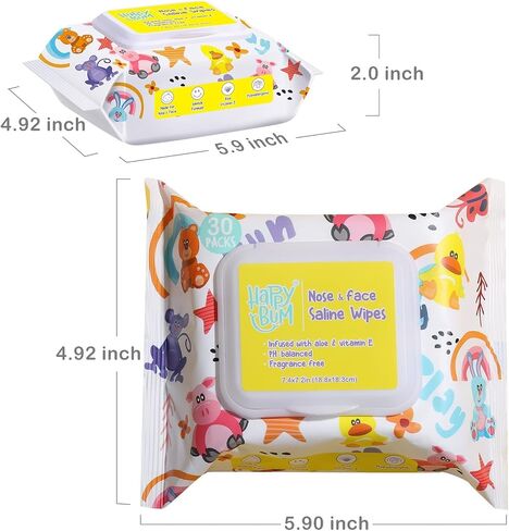 180 Count Saline Baby Wipes, Unscented, 7.4 x 7.2 Inch, Moist and Refreshing, Multi-Purpose Use, Ideal for Travel in Saudi Arabia