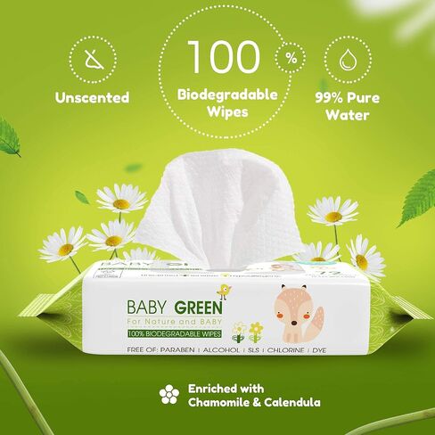 Yugi Green Baby Wipes for Babies Unscented, Made with Renewable Plant Fibers, Plant-Based, Fragrance-Free, for Sensitive Skin, 12 Packs,72 Count,864 wipes in Saudi Arabia