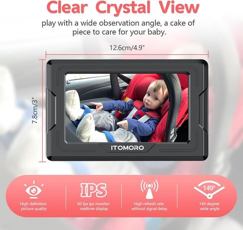 Itomoro Baby Car Camera HD 1080P Dual-Channel Display Car Baby Camera with 2 IR Night Vision Camera, Easily Install 4.3'' Car Camera for Baby with Crystal Clear Wide View for Rear Facing Seat | Easily Install Dual-Channel Display 150° Clear View for 2 Kid in Saudi Arabia