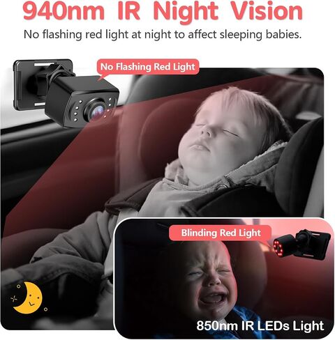 Itomoro Baby Car Camera HD 1080P Dual-Channel Display Car Baby Camera with 2 IR Night Vision Camera, Easily Install 4.3'' Car Camera for Baby with Crystal Clear Wide View for Rear Facing Seat | Easily Install Dual-Channel Display 150° Clear View for 2 Kid in Saudi Arabia