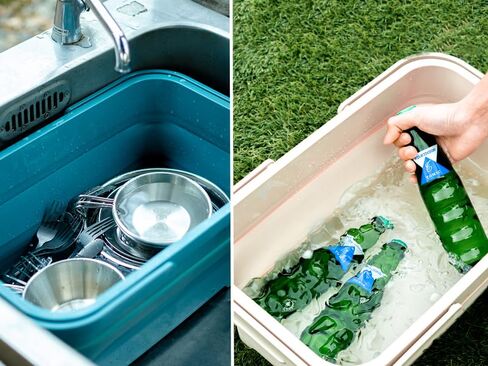 DOD Pesha Collapsible Container - Camp Storage, Dishwashing Tub, Collapses Flat when not in Use - Tan in Kuwait