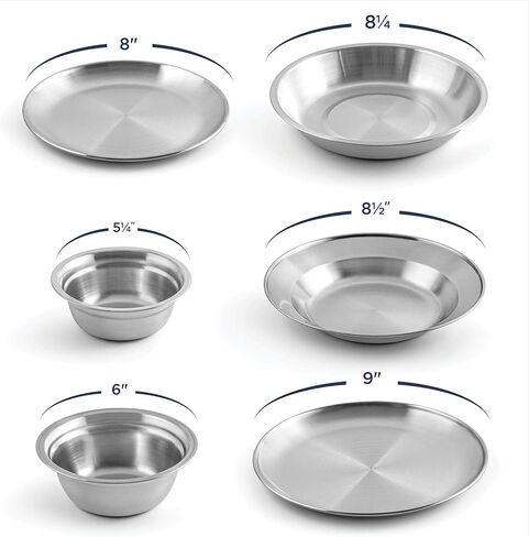 مجموعة أطباق وواني للتخييم من الفولاذ المقاوم للصدأ من ويلرز للأطفال والكبار والعائلة | التخييم والتنزه سيرًا على الأقدام والشاطئ والاستخدام الخارجي | بما في ذلك حقيبة سفر in Kuwait