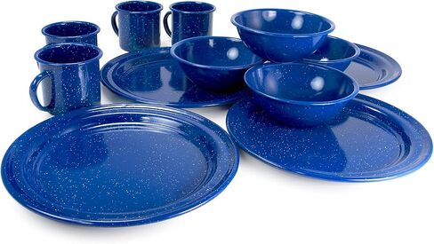 GSI Outdoors Sierra Enamel Table Set for Four with Bowls, Plates and Cups for Camping in Saudi Arabia