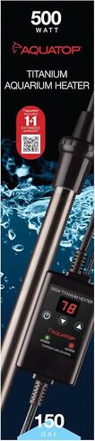 سخان تيتانيوم أكواتوب 500 وات مع وحدة تحكم - قابل للغمر بالكامل لخزانات الأسماك حتى 150 جالون، درجة حرارة قابلة للتعديل 68-92، سخان مياه متين، سخان حوض السمك للسلاحف والأسماك الكبيرة، TH-C500 in Kuwait