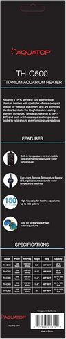 سخان تيتانيوم أكواتوب 500 وات مع وحدة تحكم - قابل للغمر بالكامل لخزانات الأسماك حتى 150 جالون، درجة حرارة قابلة للتعديل 68-92، سخان مياه متين، سخان حوض السمك للسلاحف والأسماك الكبيرة، TH-C500 in Kuwait