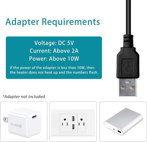 سخان حوض السمك USB من اومي، سخان حوض سمك صغير قابل للتعديل 10/20/30 واط، جهاز تحكم خارجي في درجة الحرارة، شاشة LED، يستخدم لخزان 1-3 جالون in Kuwait