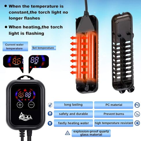 AQQA Submersible Aquarium Heater,100W/200W/300W/500W/800W/1000W/1200W in Kuwait